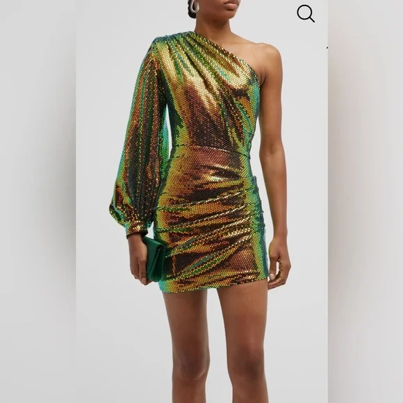 Bronx and Banco Galaxy Petrol One Shoulder Sequin Dress